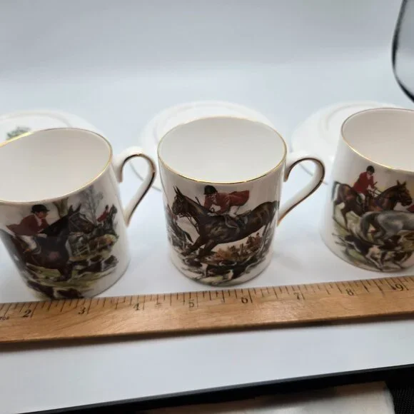 Vintage Royal Tuscan Tally-ho mini cups & saucers 3 in all - Picture 3 of 13